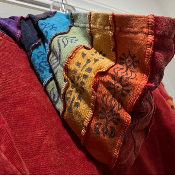 Greater Good Women’s 1X Rainbow Sunshine Zip Patchwork Indie Cotton Hoodie R6 - Picture 5 of 6